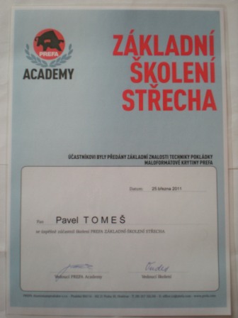 Osvědčení MPT střechy